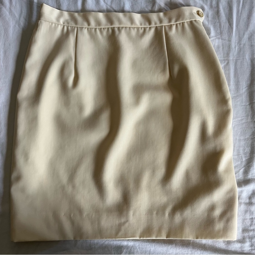 VTG Ralph Lauren Purple Label Classic Ivory Lined Wool Short Pencil Skirt Sz 10 - Picture 3 of 15